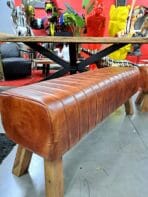 Banc Kota en cuir marron 120 cm