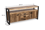 Buffet 2 Portes 3 Tiroirs 180cm Manguier Massif Toulouse