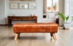 Banc Kota en cuir marron 120 cm