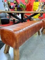 Banc Kota en cuir marron 120 cm