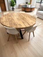 Table à manger ronde manguier massif - Rouen 100 cm, 120 cm, 130 cm ou 150 cm