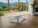 Table salle à manger acacia pieds mikado blanc Meribel 200 cm, 220 cm, 240 cm
