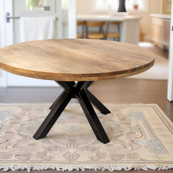 Table à manger ronde manguier massif - Rouen 100 cm, 120 cm, 130 cm ou 150 cm