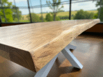 Table salle à manger acacia pieds mikado blanc Meribel 200 cm, 220 cm, 240 cm