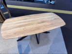 Table à manger en bois massif d'acacia avec bords arrondis