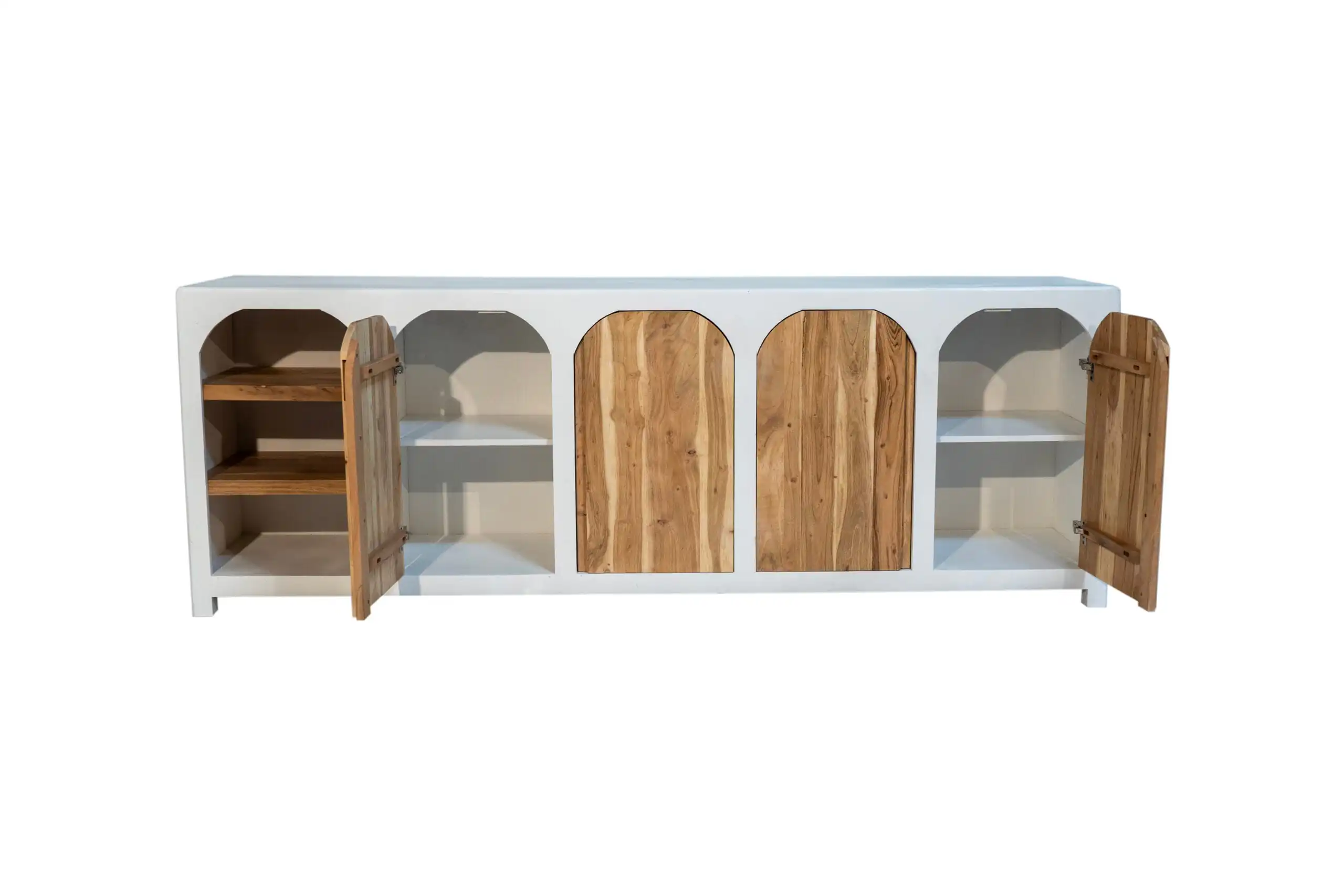 Buffet en bois d’acacia et manguier massif effet béton (pas de MDF / panneau de fibres) Rennes 225 cm