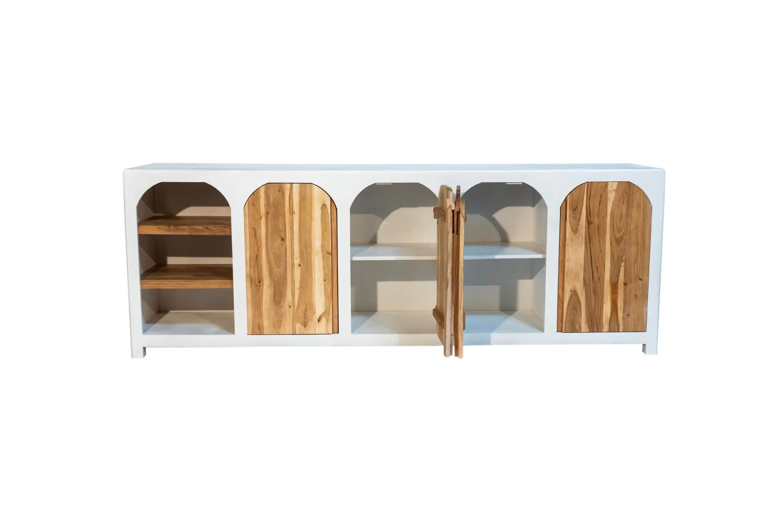 Buffet en bois d’acacia et manguier massif effet béton (pas de MDF / panneau de fibres) Rennes 225 cm