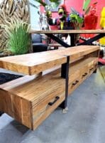Meuble TV industriel Chartres en bois d’acacia et métal 180 CM, 200 CM, 220 CM
