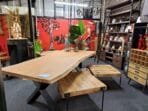 Table salle à manger bois Acacia pied CROISÉ POINTE DE DIAMANT – 220 cm et 240 cm – Tarn l’épaisseur 6 cm (3+3)