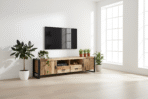 Meuble TV Industriel en Bois de Manguier Massif et Metal – 200x45x55 cm – Toulouse FRENCH DAYS
