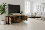 Meuble TV Industriel en Bois de Manguier Massif et Metal – 150x45x55 cm – Toulouse