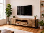 Meuble TV Industriel en Bois de Manguier Massif et Metal – 200x45x55 cm – Toulouse FRENCH DAYS