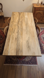 Table À Manger Manguier Bords Droits Pieds Centrale Noir / Blanc – 200 cm à 240 cm – Saône Tignes