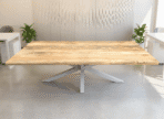 Table À Manger Manguier Bords Droits Pieds Centrale Noir / Blanc – 200 cm à 240 cm – Saône Tignes