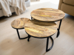 Tables Gigognes Manguier lot de 3 finition plateaux LISSE