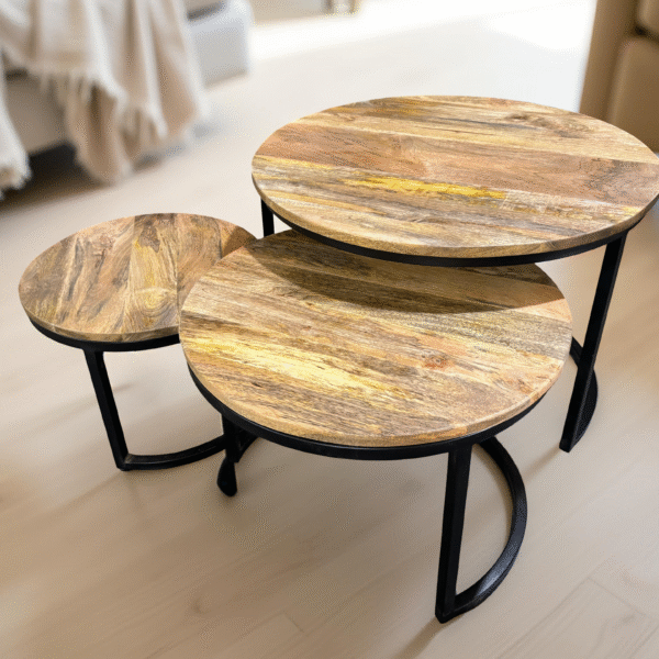 Tables Gigognes Manguier lot de 3 finition plateaux LISSE