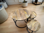 Tables Gigognes Manguier lot de 3 finition plateaux LISSE