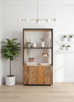 Bibliothèque 2 portes en bois de manguier et métal Aurillac - 180 cm