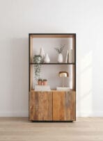 Bibliothèque 2 portes en bois de manguier et métal Aurillac - 180 cm