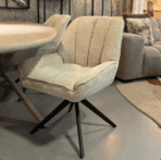 Chaise Bourget – Chaise pivotante en tissu avec pied métal noir | Taupe, Vert, Blanc Naturel Dwelling Interiors