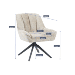 Chaise Bourget – Chaise pivotante en tissu avec pied métal noir | Taupe, Vert, Blanc Naturel Dwelling Interiors