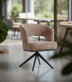 Chaise Gaube – Chaise pivotante en tissu avec pied métal noir | Taupe, Vert, Blanc Naturel 1