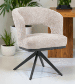 Chaise Gaube – Chaise pivotante en tissu avec pied métal noir | Taupe, Vert, Blanc Naturel 1