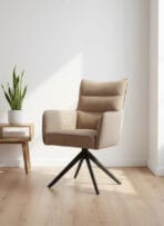 Fauteuil Salagou Pivotant 360° – Confort Premium avec Ressorts Ensachés – Coloris Blanc / Taupe / Vert