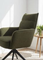 Fauteuil Salagou Pivotant 360° – Confort Premium avec Ressorts Ensachés – Coloris Blanc / Taupe / Vert