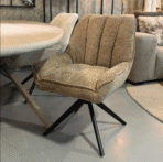 Chaise Bourget – Chaise pivotante en tissu avec pied métal noir | Taupe, Vert, Blanc Naturel