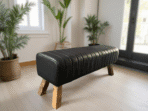 Banc Kota en cuir noir 120 cm