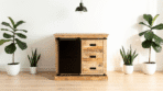 Buffet industriel Bordeaux en bois de manguier massif et métal – Porte coulissante
