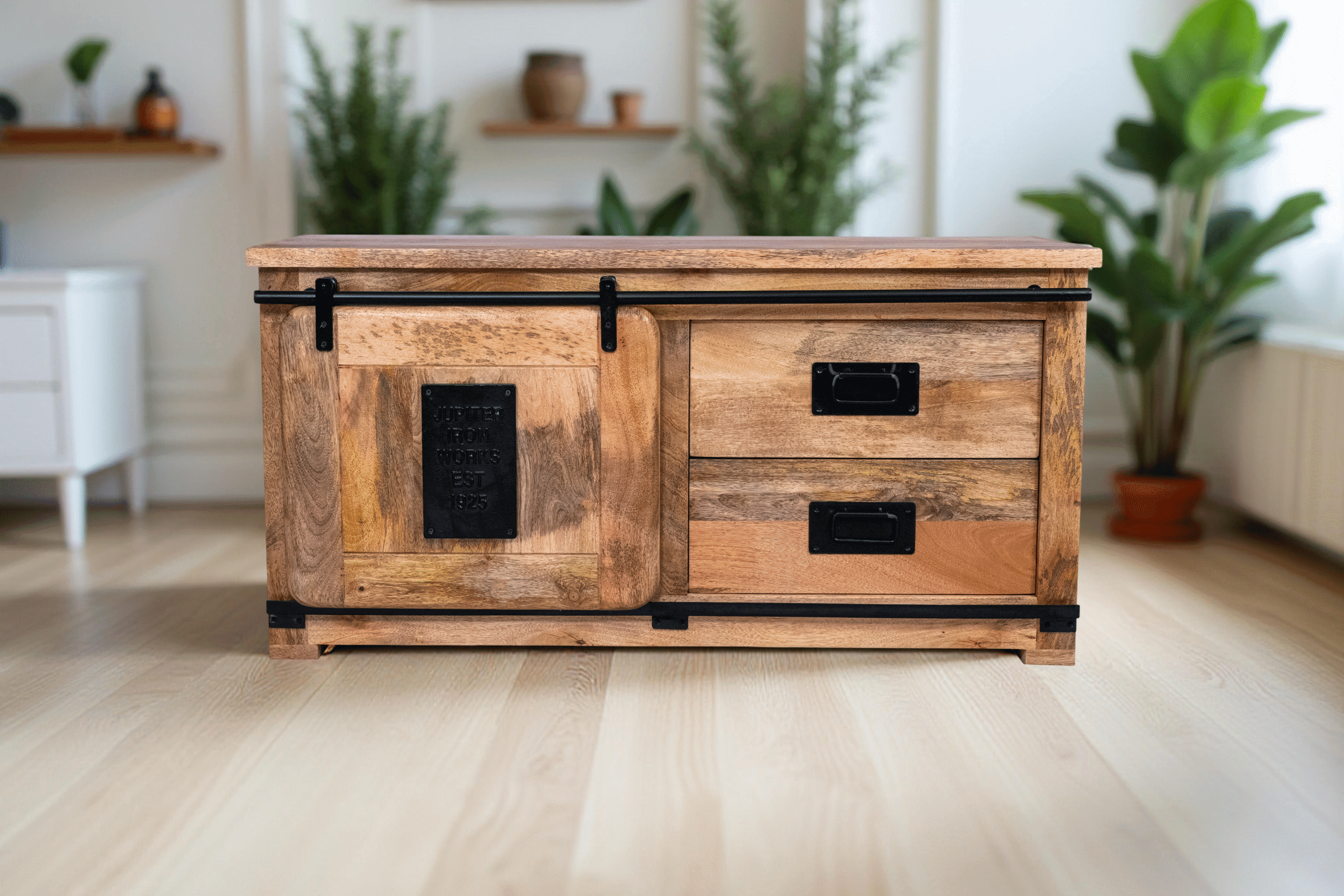 Meuble TV industriel bois de manguier et métal 120 cm – Dwelling Interiors - Carcassonne Meuble TV industriel bois de manguier et métal 120 cm – Dwelling Interiors - Carcassonne