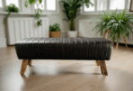 Banc Kota en cuir noir 120 cm