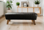 Banc Kota en cuir noir 120 cm