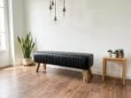 Banc Kota en cuir noir 120 cm