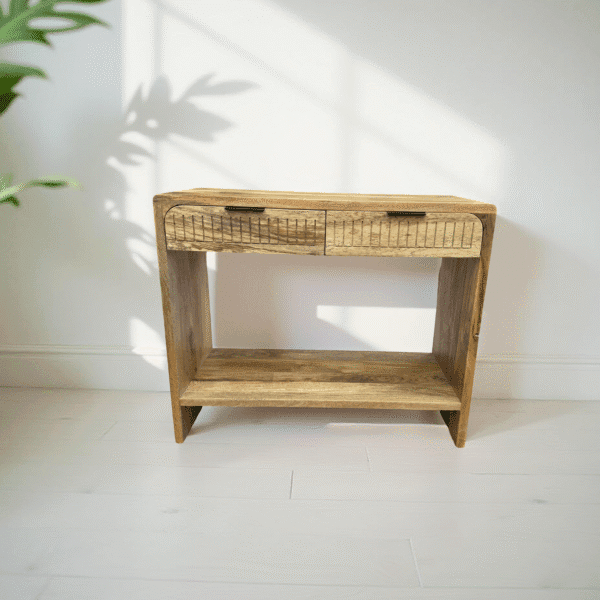 Console en manguier massif avec 2 tiroirs – Morlaix – 91x40x76 cm – Dwelling Interiors
