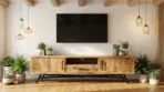 Meuble TV Industriel en Bois de Manguier Massif et Metal – 150 cm et 180 cm – Amiens