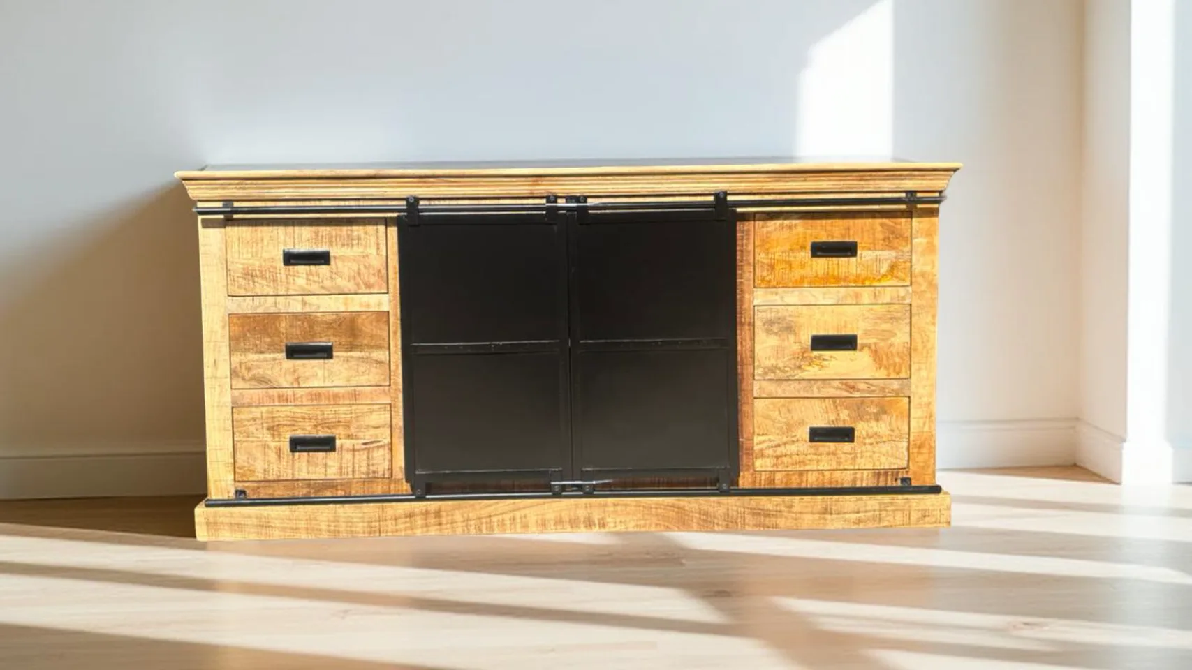 Buffet industriel en manguier massif et métal INDUS – 160 ou 180 cm | Dwelling Interiors