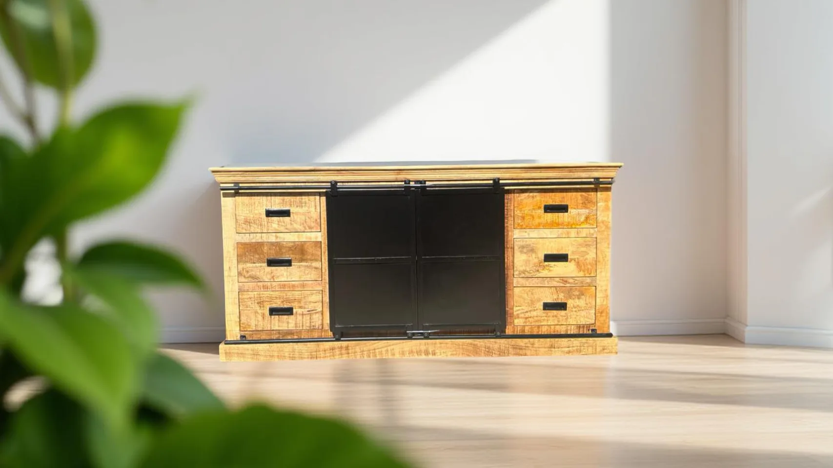 Buffet industriel en manguier massif et métal INDUS – 160 ou 180 cm | Dwelling Interiors