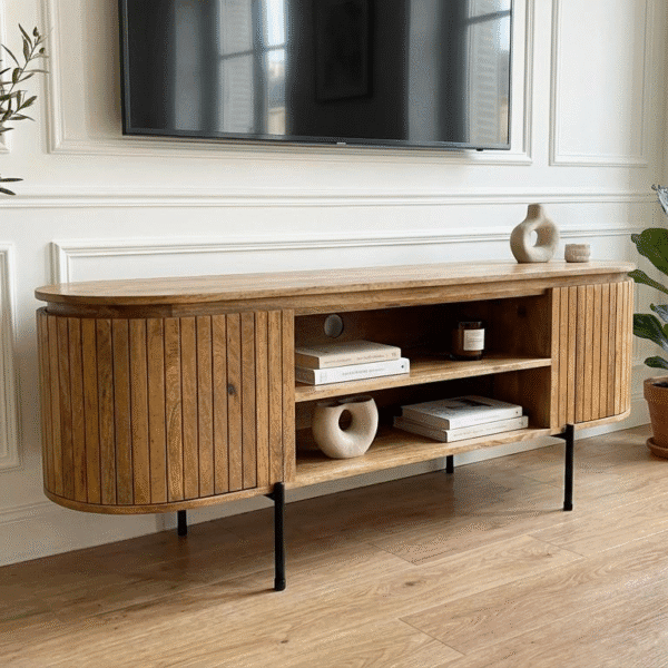 Meuble TV 160x45x55 cm en bois de manguier - Auray - Dwelling Interiors