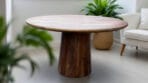 Table ronde Bourges - Manguier massif brun noyer - 130 cm - Dwelling Interiors