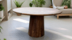 Table ronde Bourges - Manguier massif brun noyer - 130 cm - Dwelling Interiors