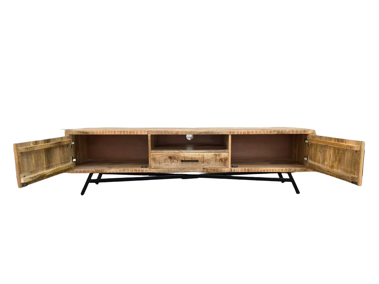 Meuble TV Industriel en Bois de Manguier Massif et Metal – 150 cm et 180 cm – Amiens