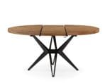 Table à Manger Ronde Extensible en Manguier Massif et Métal — Lyon - 120 cm et 130 cm - 40 cm rallonges
