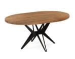 Table à Manger Ronde Extensible en Manguier Massif et Métal — Lyon - 120 cm et 130 cm - 40 cm rallonges