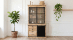 Vaisselier industriel manguier massif Dijon 120 cm métal noir Dwelling Interiors