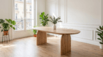 Table ovale acacia massif Arras 210x100 cm finition mate salle à manger contemporaine