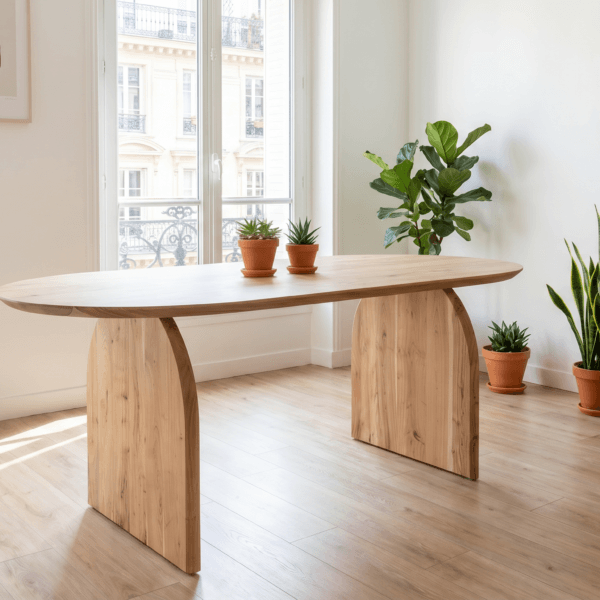 Table ovale acacia massif Arras 210 cm pieds arche sculptés – Dwelling Interiors