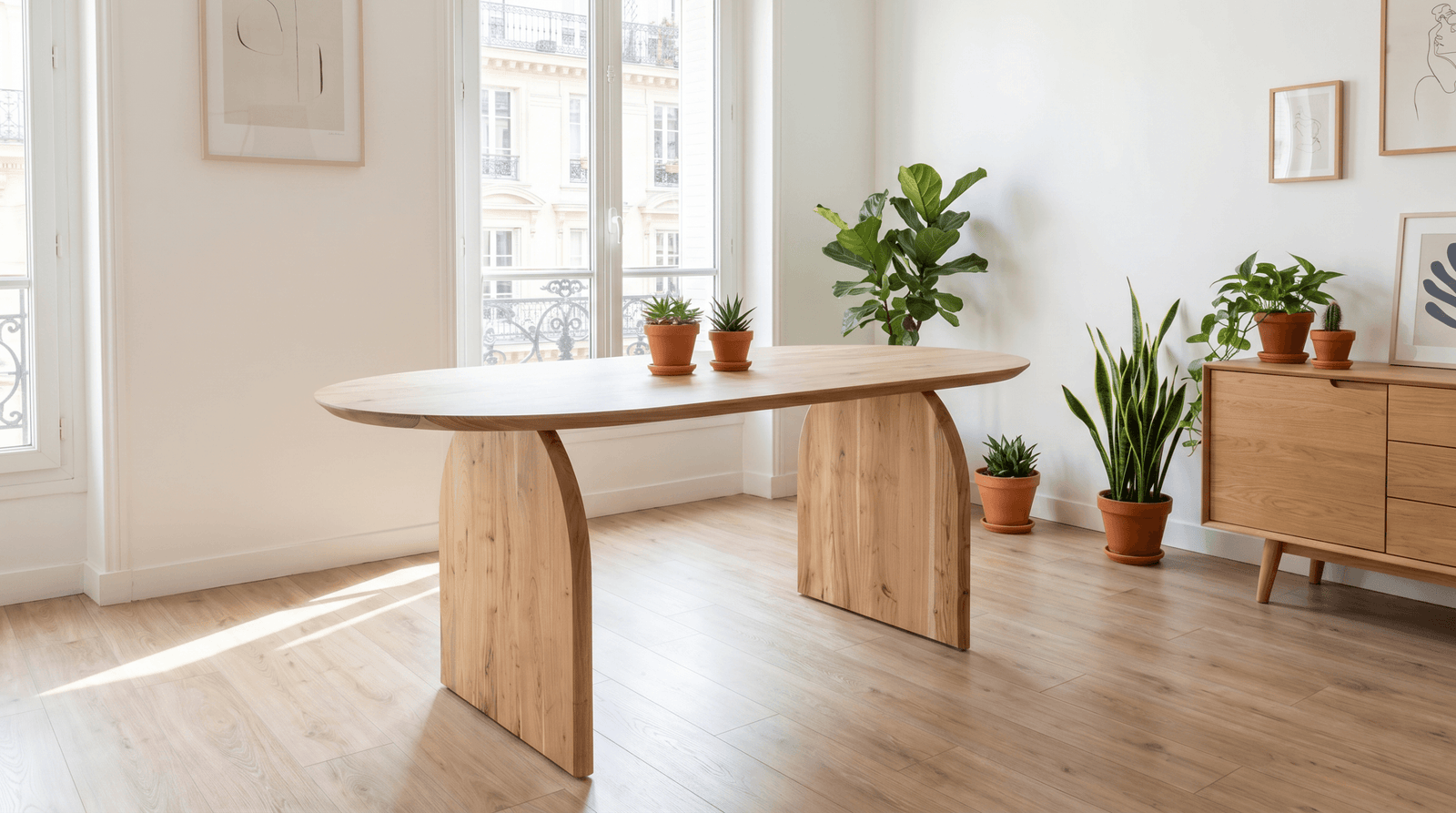 Arras table acacia massif-0 Table ovale acacia massif Arras 210 cm pieds arche sculptés – Dwelling Interiors